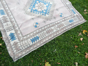 Vintage Turkish Kars Oushak Rug 5'1'' x 6'3''