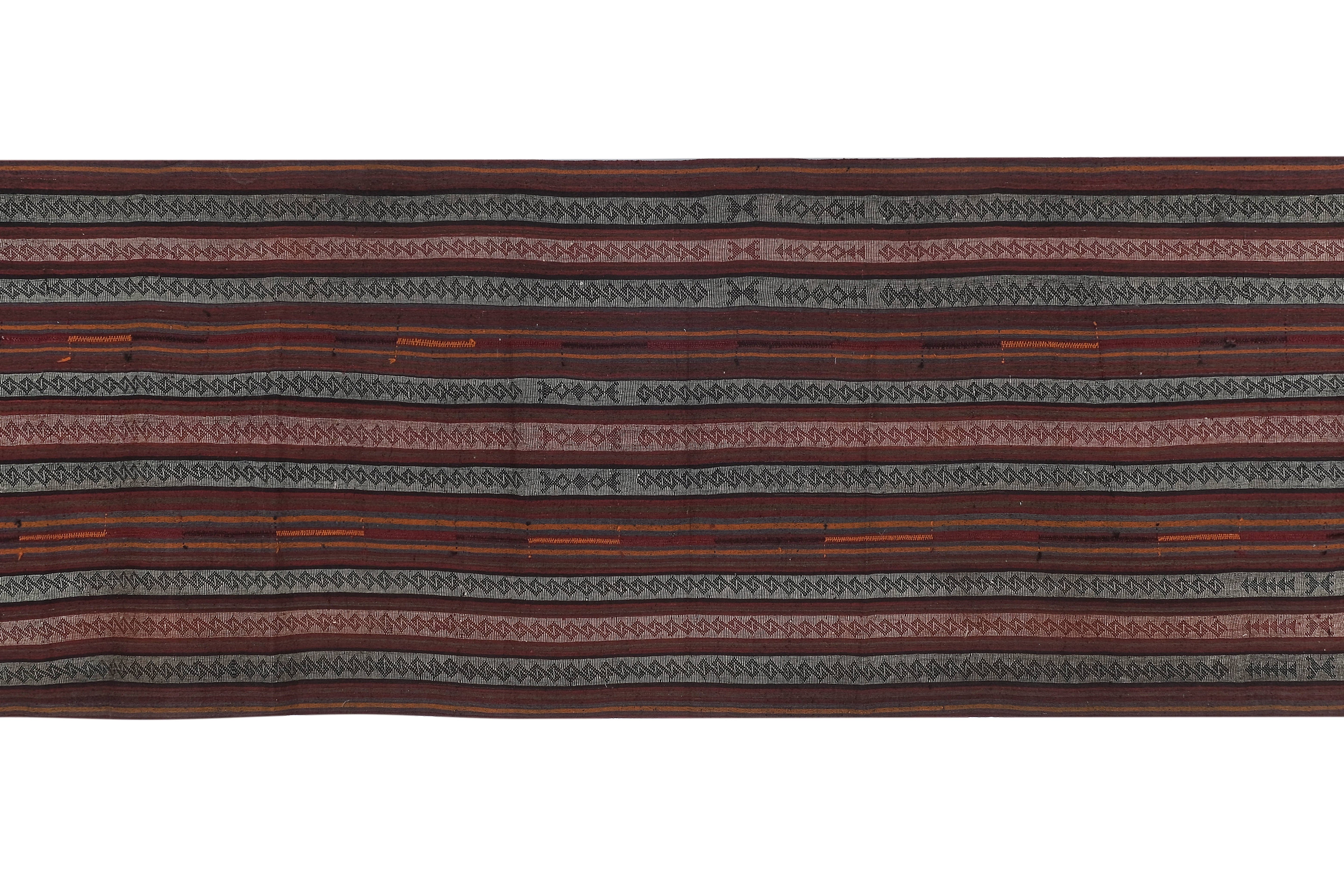 Vintage Turkish Kilim Rug 4'4'' x 13'