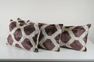 Silk Ikat Velvet Pillow Cover Set of 3 | 16'' x 24''