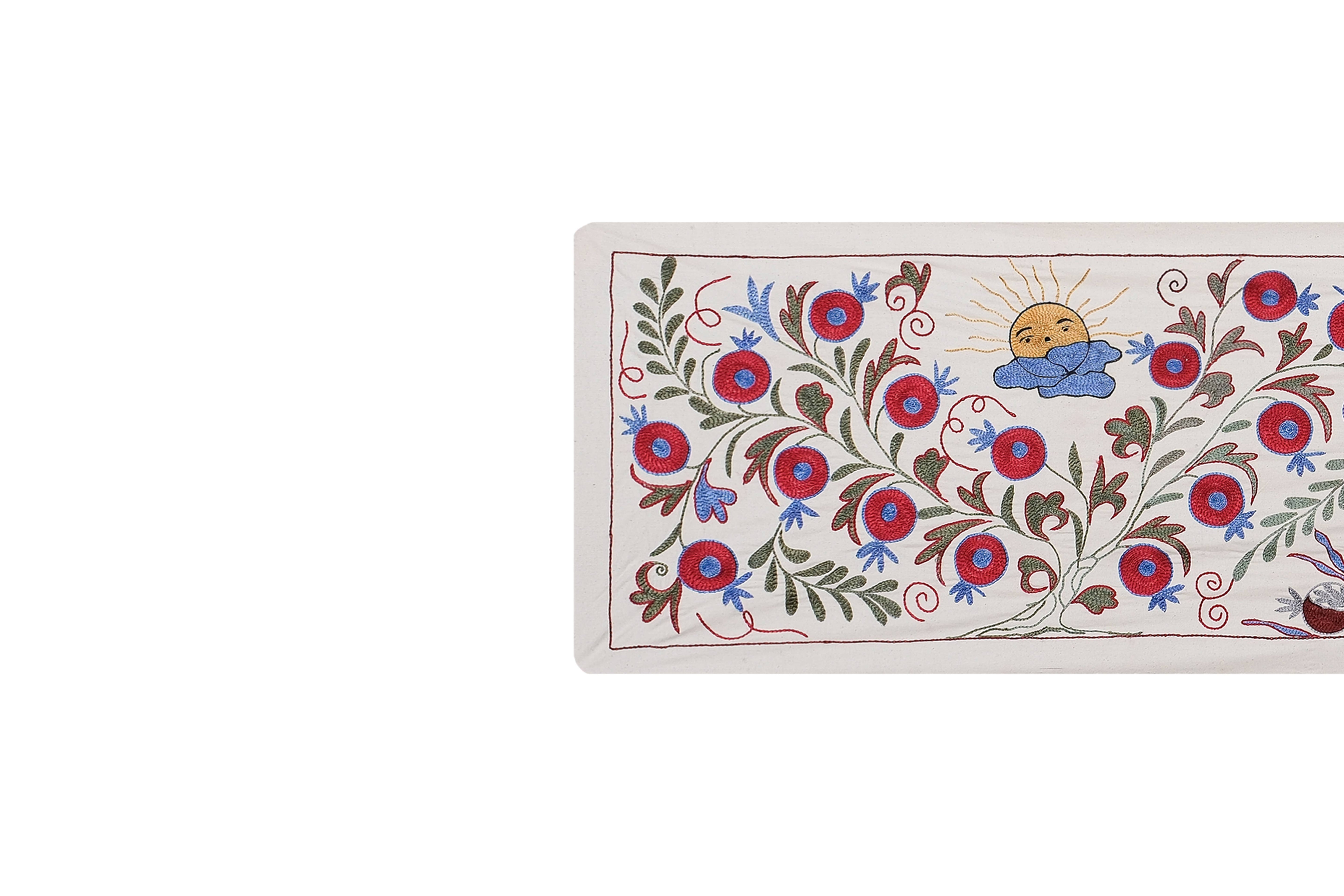 Hand-Embroidered Suzani Table Runner 1'8'' x 6'1''