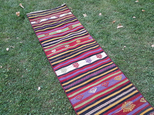 Vintage Turkish Kilim Runner 2'1'' x 20'11''