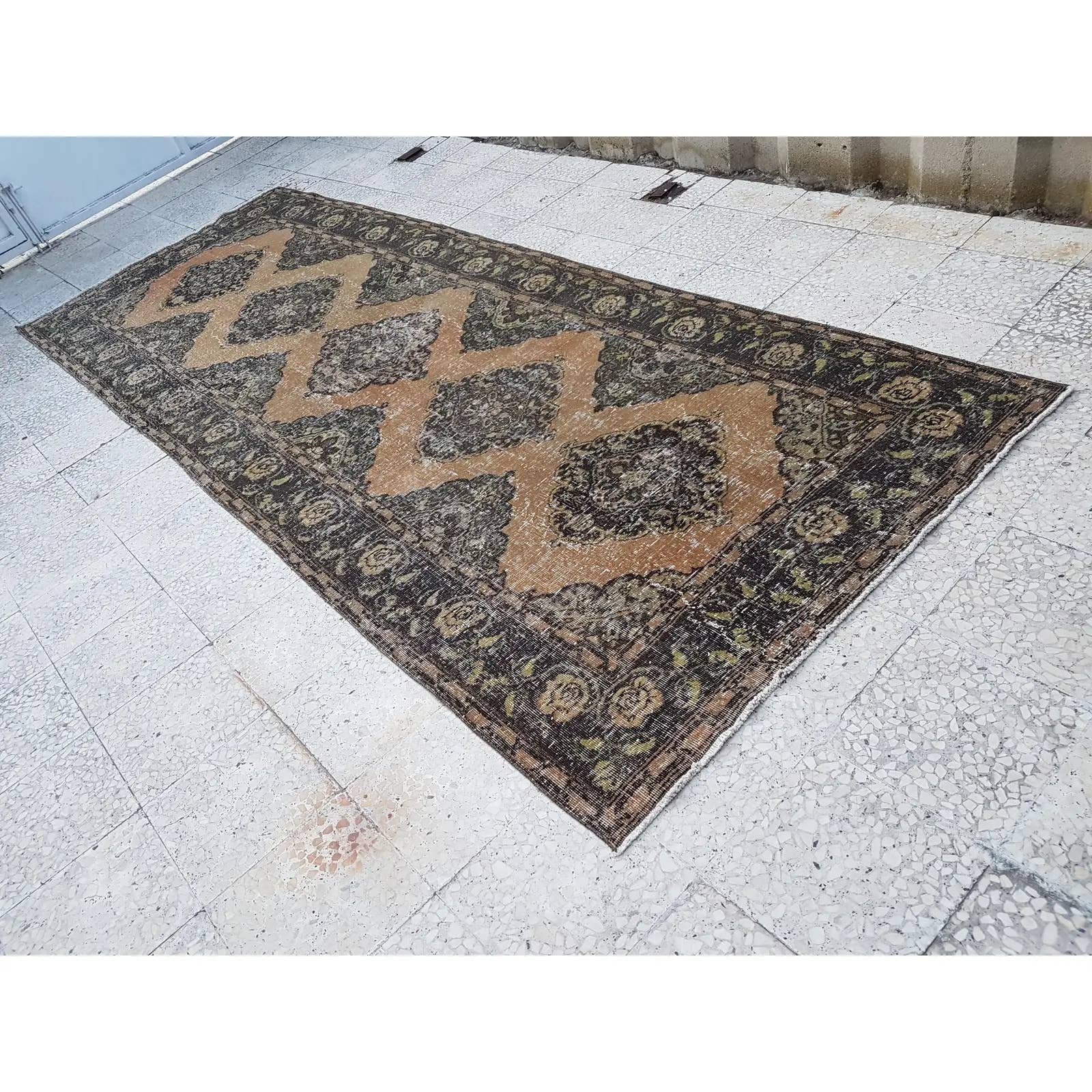 Vintage Turkish Anatolian Oushak Rug 4'7'' x 12'4''