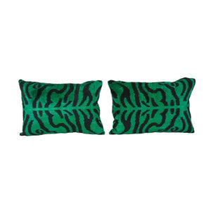 Tiger Silk Ikat Velvet Pillow Cover Set of 2 | 16'' x 22''