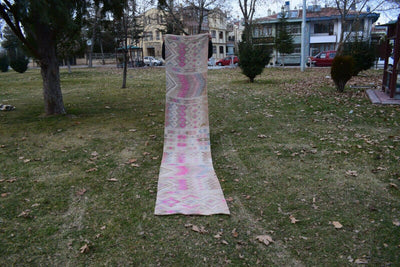 Vintage Turkish Kilim Runner 2'4'' x 12'6''