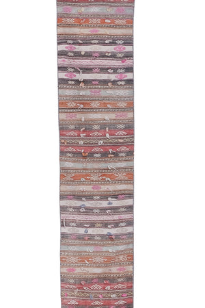 Vintage Turkish Kilim Runner 1'9'' x 23'1''