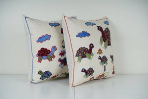 Turtle Suzani Pillow Cover Set of 2 | 18'' x 18''