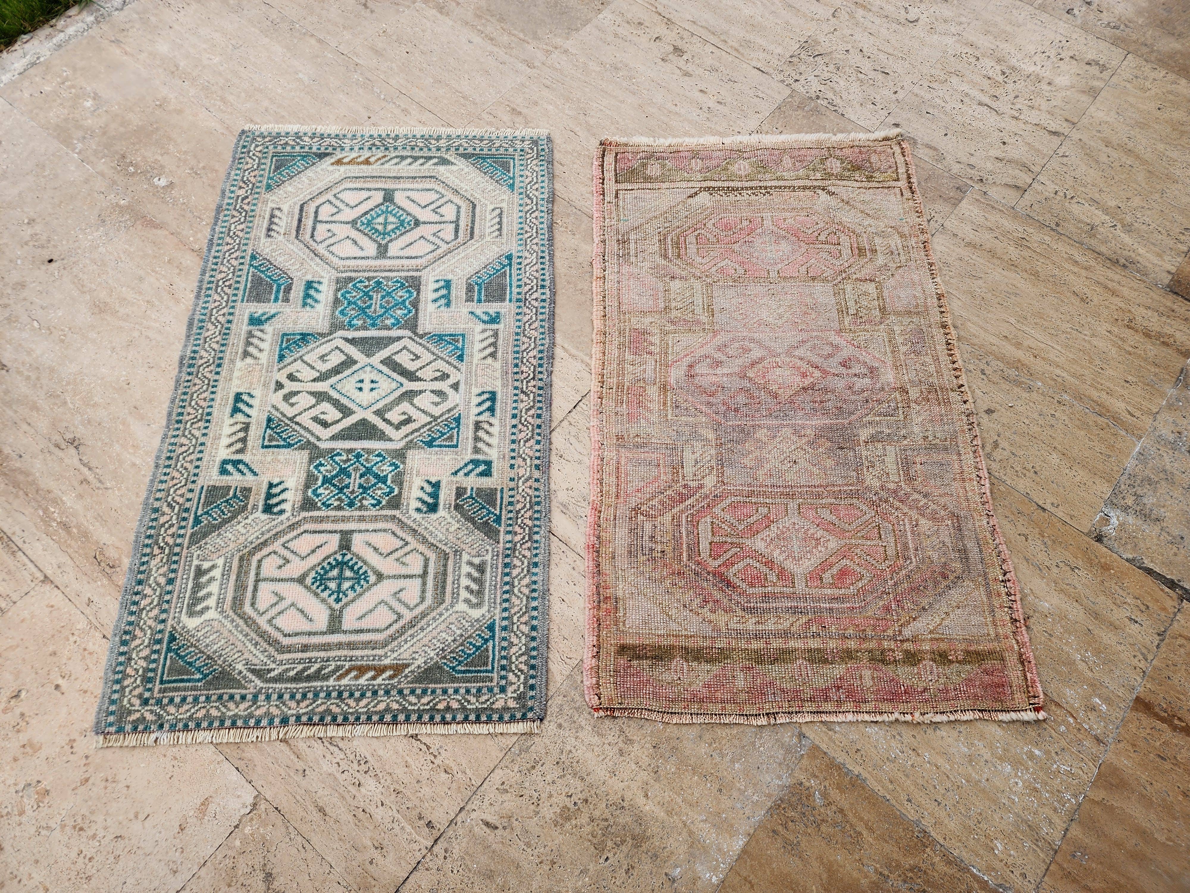 Vintage Turkish Yastik Rugs Set of 2 | 22'' x 36''