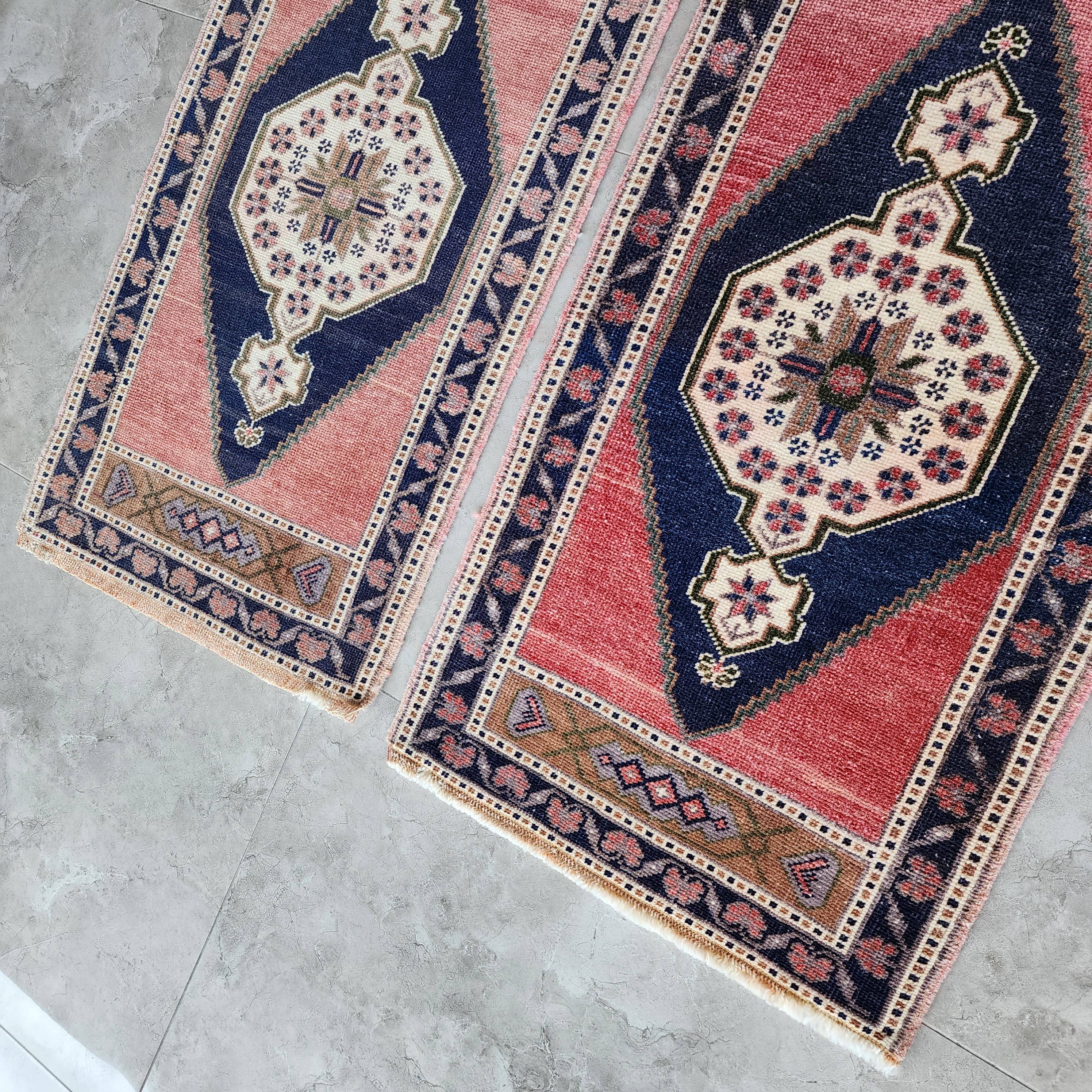 Vintage Oushak Yastik Rugs Set of 2 | 22'' x 41''