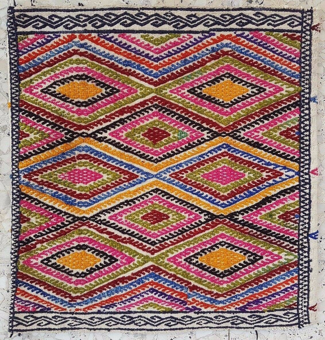 Vintage Turkish Kilim Rug 17'' x 18''