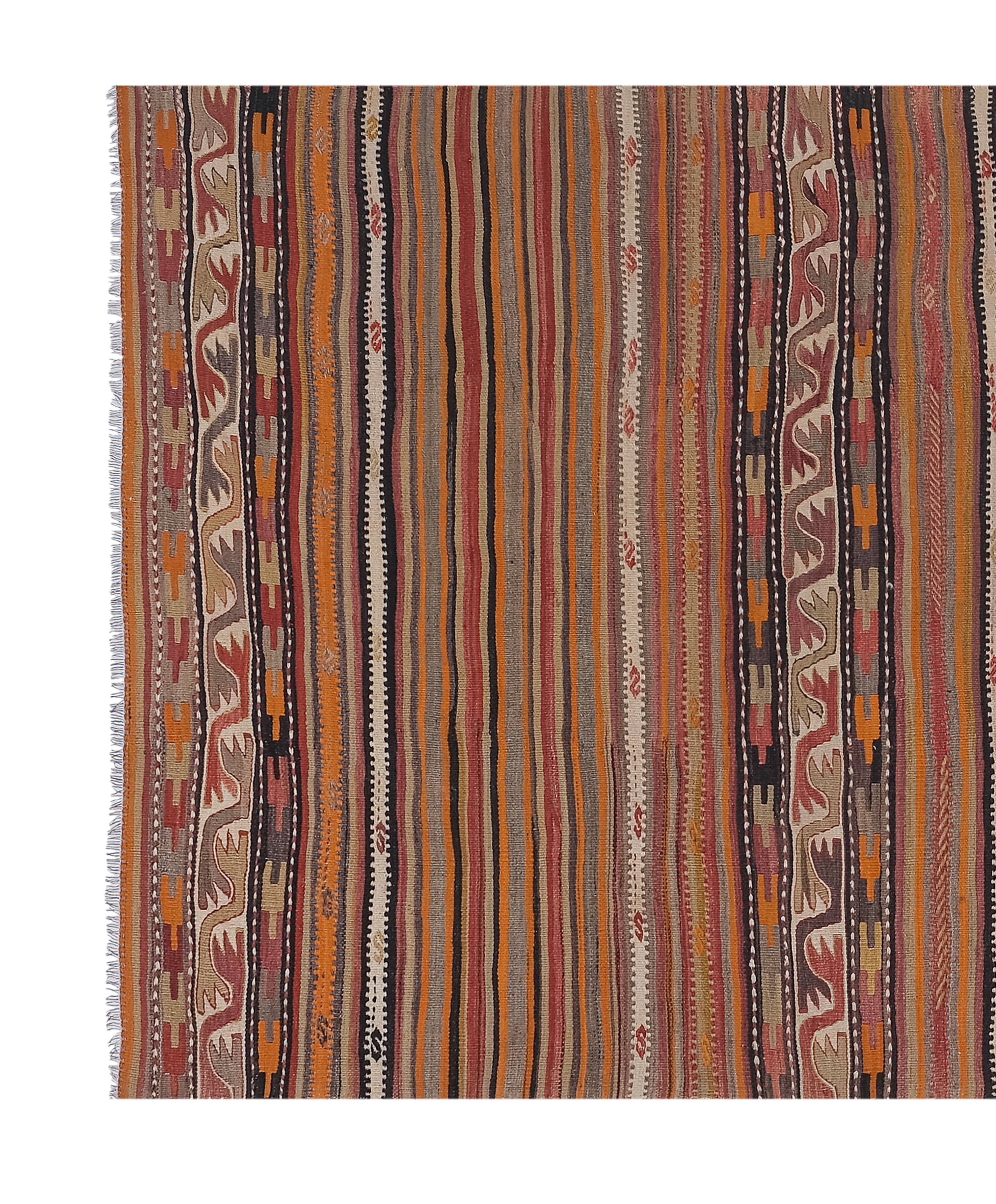 Vintage Turkish Kilim Rug 5'5'' x 12'1''