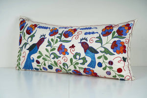 Bird Suzani Bedding Pillow Cover | 16'' x 34''