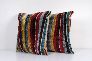 Silk Ikat Velvet Pillow Cover Set of 2 | 22'' x 23''