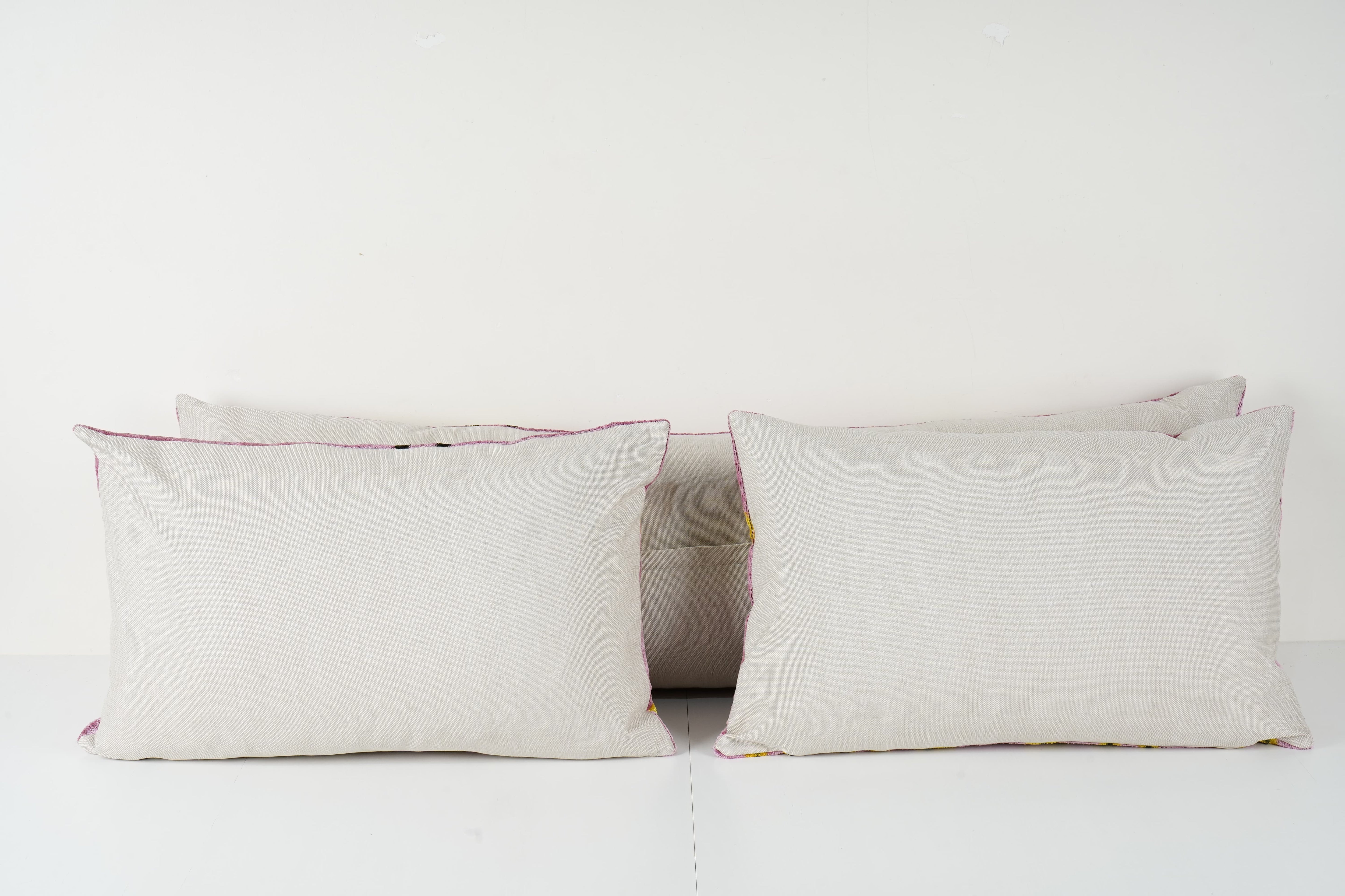Silk Ikat Velvet Pillow Cover Set of 3 | 16'' x 24''