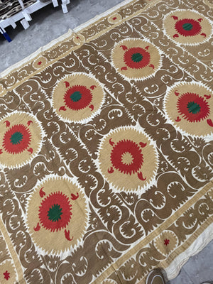 Hand-Embroidered Suzani Wall Hanging & Bedspread 7'5'' x 11'
