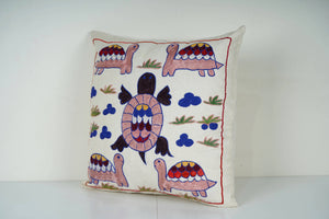 Turtle Suzani Pillow Cover | 18'' x 18''
