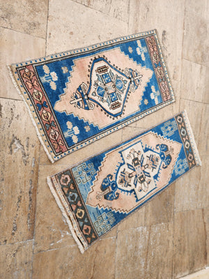 Vintage Turkish Yastik Rugs Set of 2 | 17'' x 39''