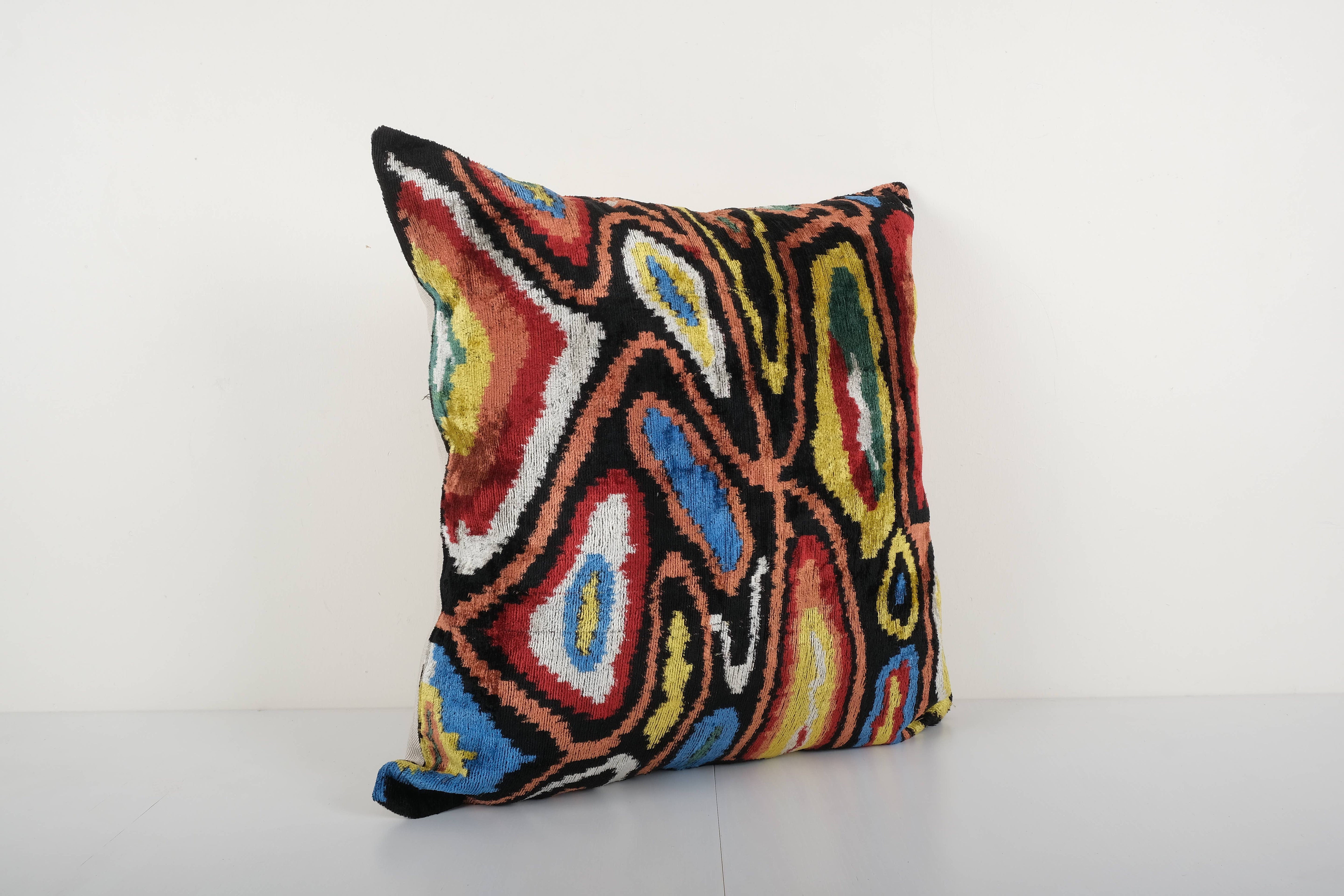 Silk Ikat Velvet Pillow Cover | 23'' x 23''