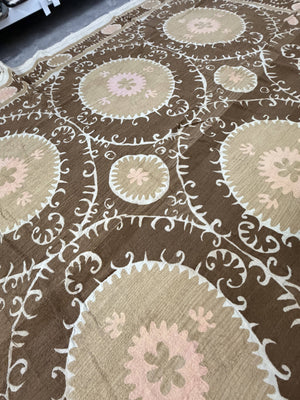 Hand-Embroidered Suzani Wall Hanging & Bedspread 7'5'' x 12'2''