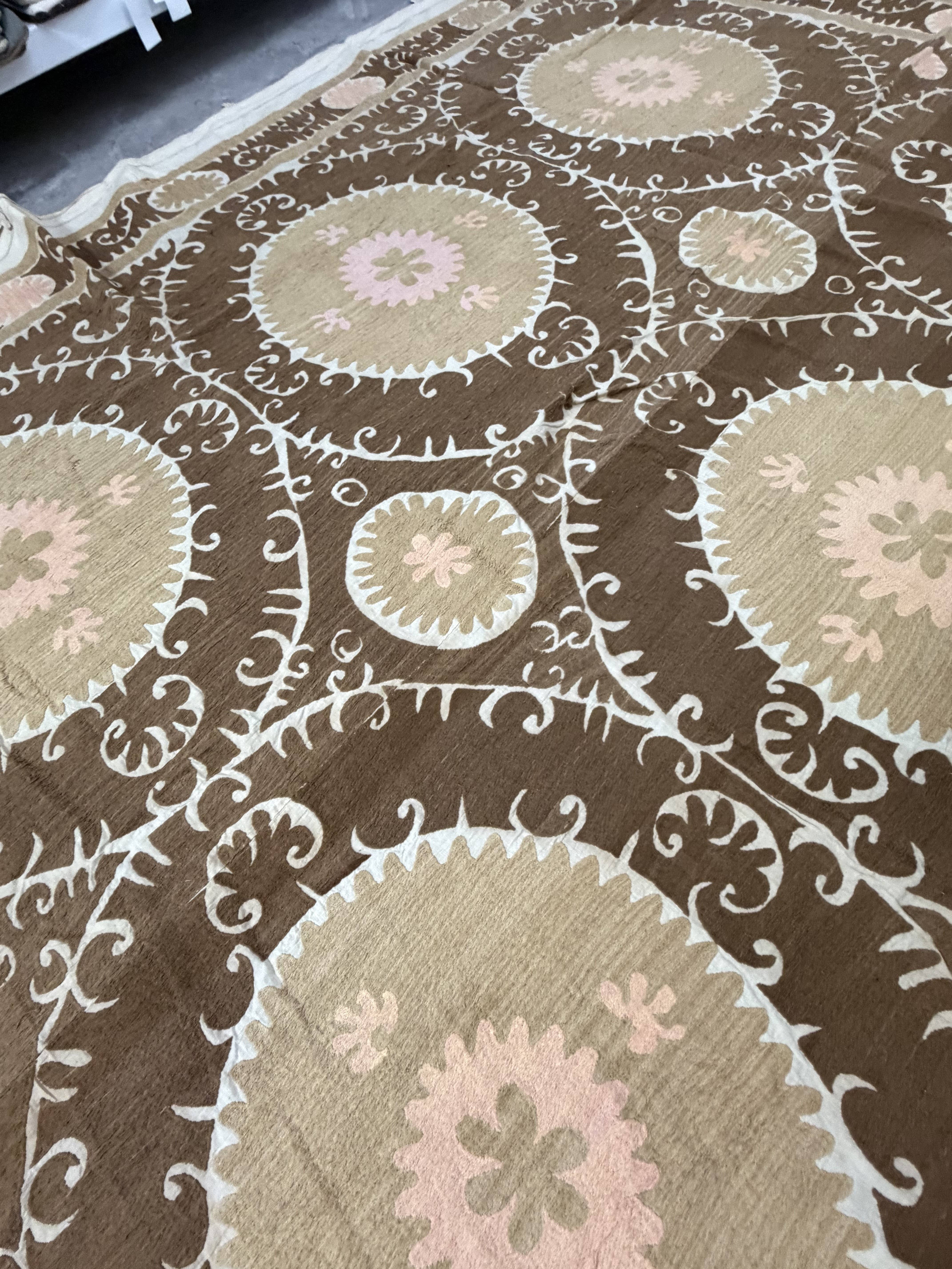 Hand-Embroidered Suzani Wall Hanging & Bedspread 7'5'' x 12'2''