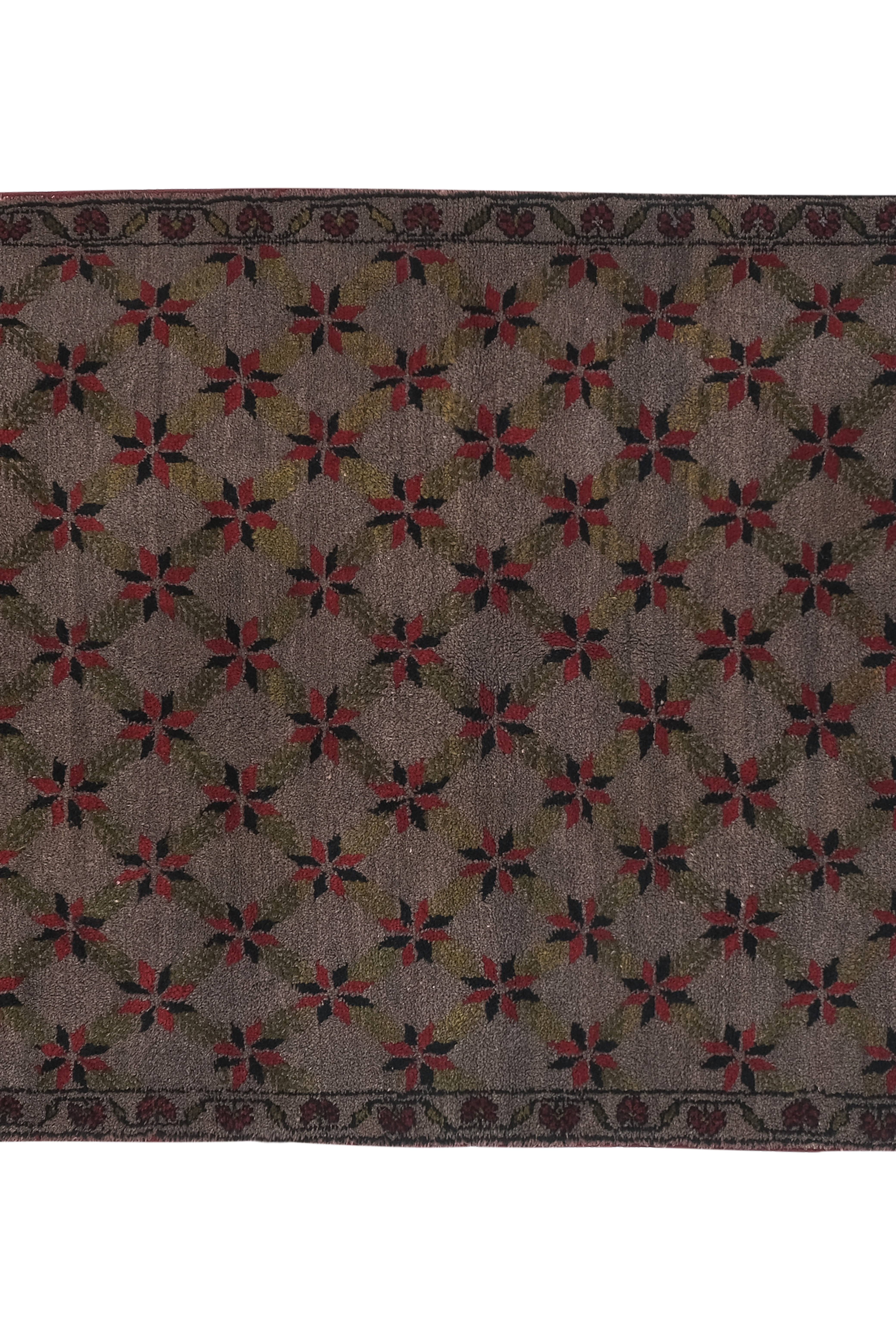 Vintage Turkish Shaggy Rug 3'9'' x 8'