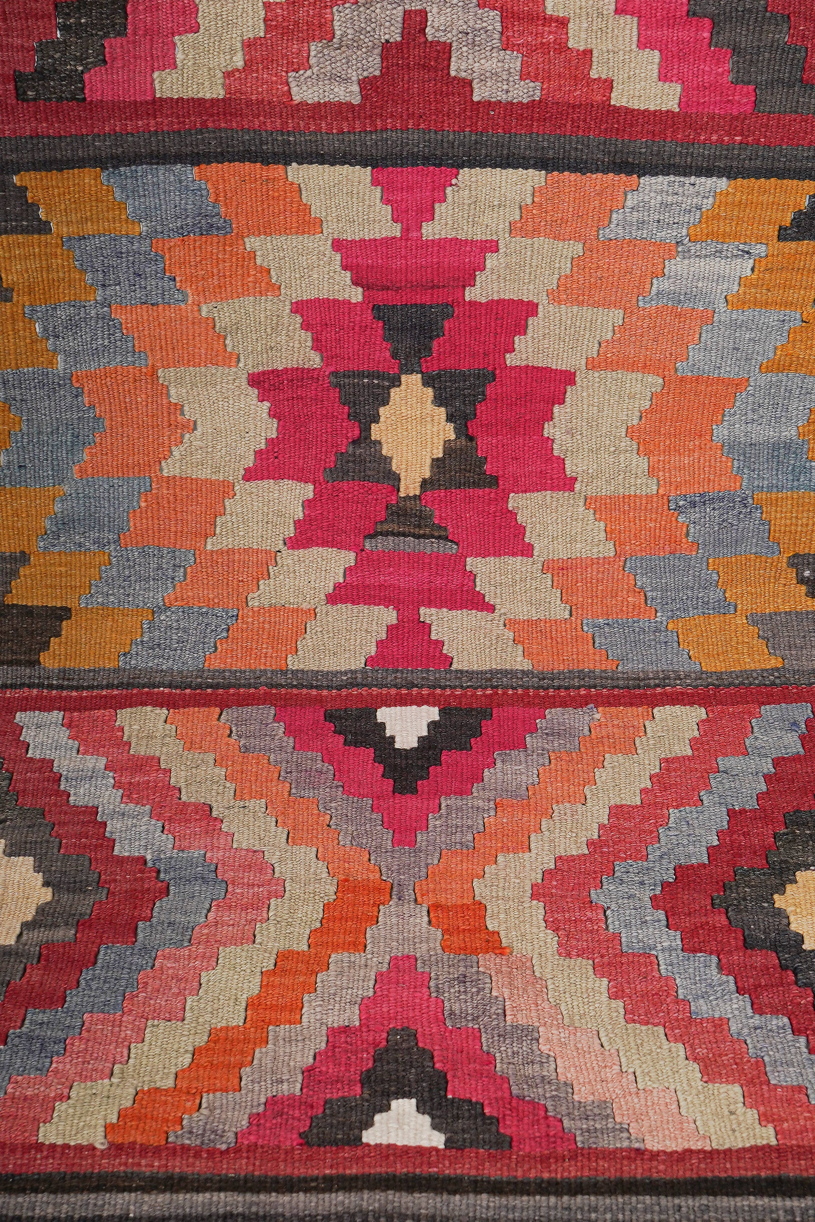 Vintage Turkish Kilim Runner 2'6'' x 12'4''
