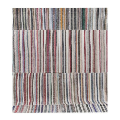 Vintage Striped Turkish Flat-Weave Kilim Rag 13'1'' X 13'2''