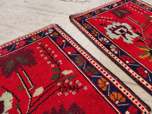 Vintage Turkish Yastik Rugs Set of 2 | 30'' x 32''