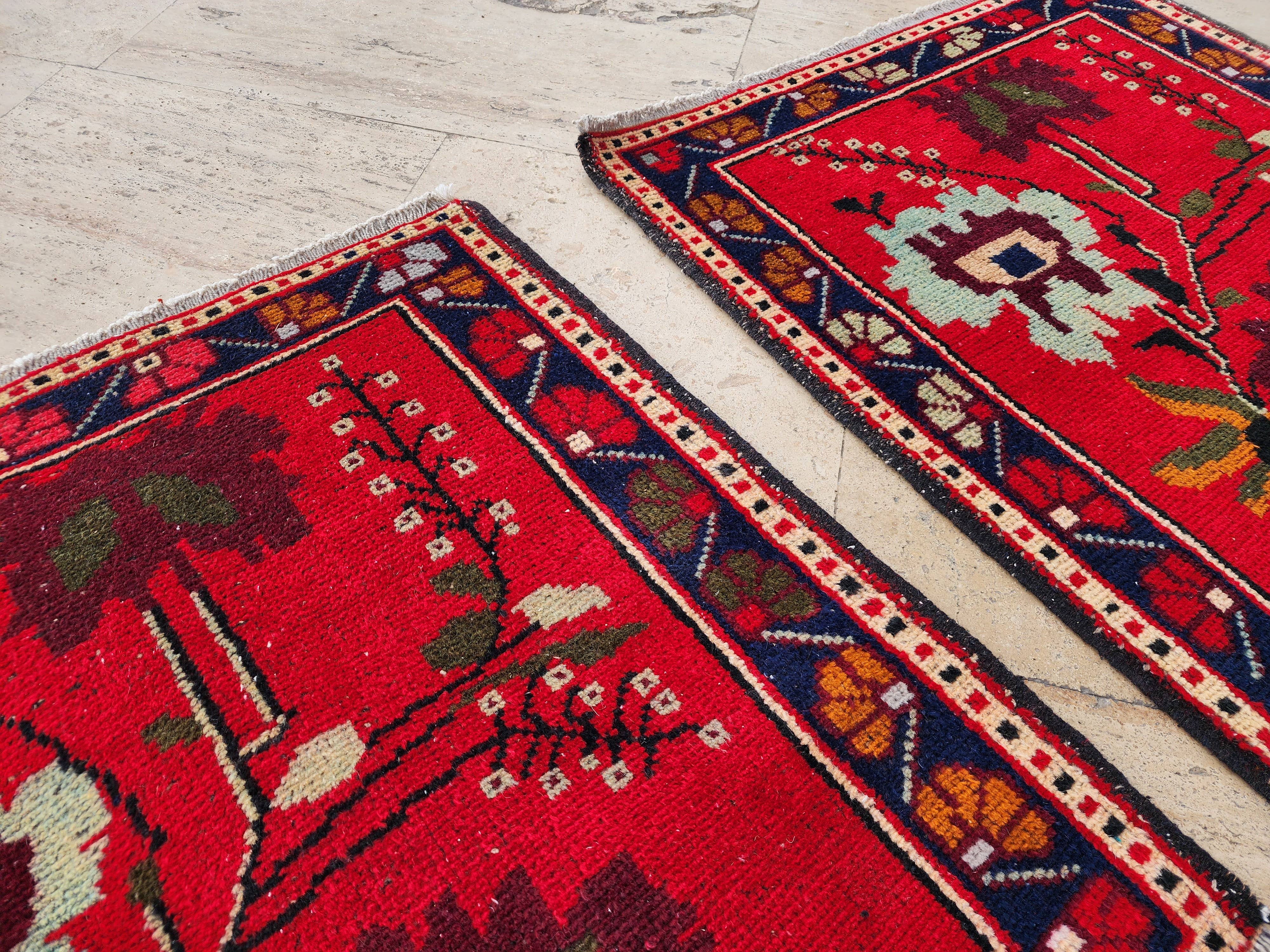 Vintage Turkish Yastik Rugs Set of 2 | 30'' x 32''