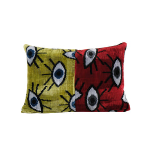 Silk Ikat Patchwork Velvet Pillow Cover | 16'' x 22''