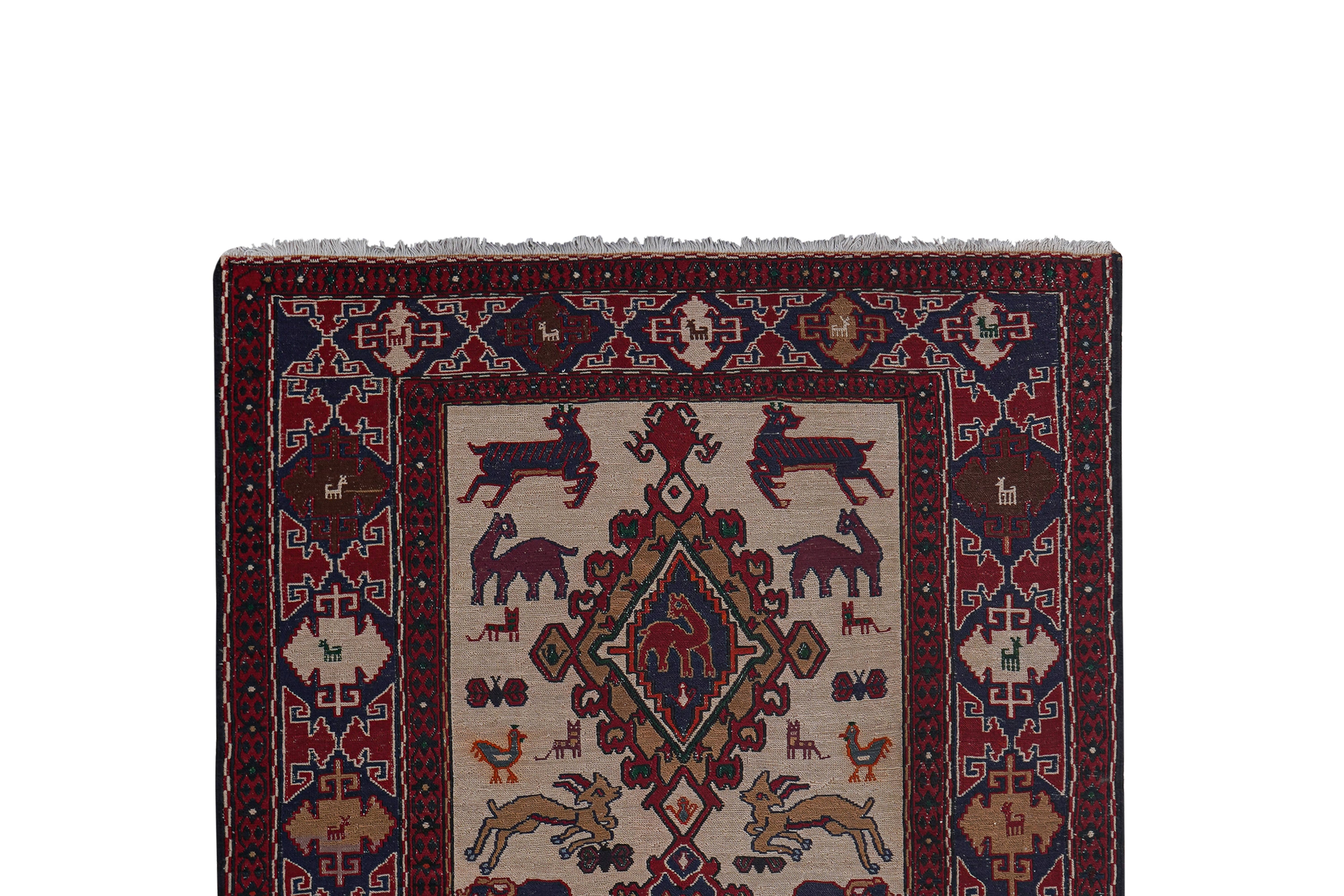 Vintage Soumac Kilim Rug 3'5'' x 4'7''