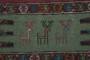 Vintage Turkish Soumac Kilim Rug 3'4'' x 5'4''