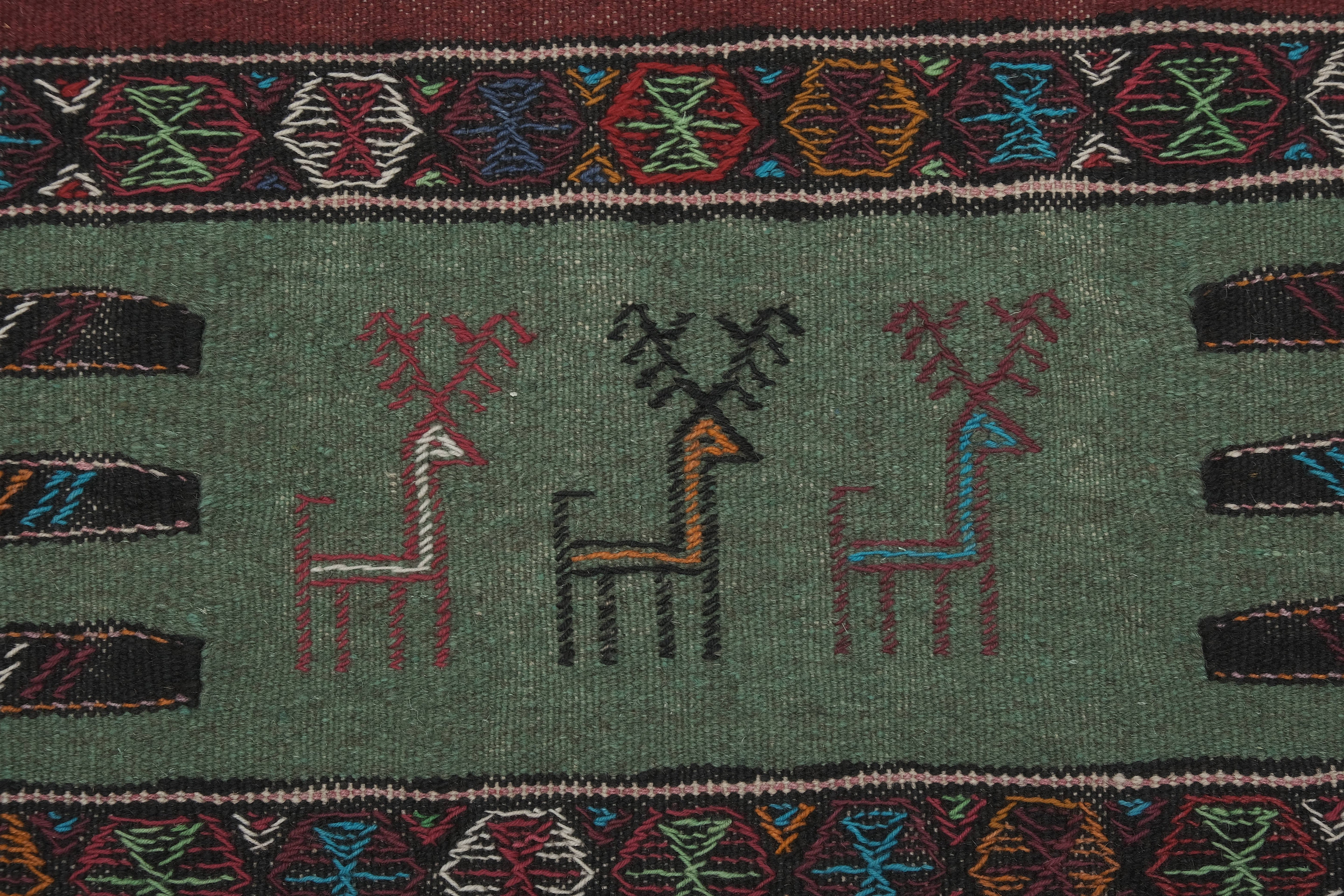 Vintage Turkish Soumac Kilim Rug 3'4'' x 5'4''