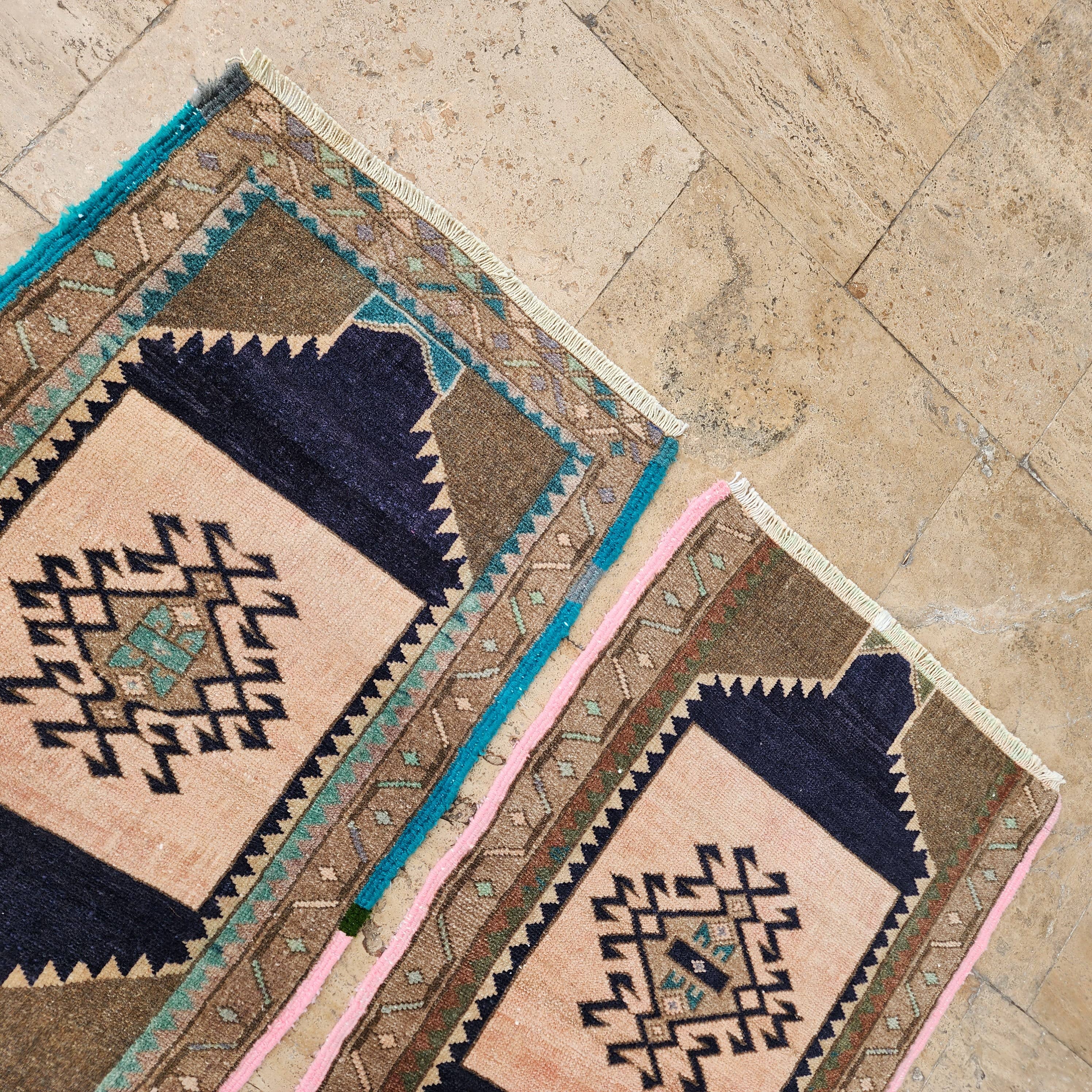 Vintage Turkish Yastik Rugs Set of 2 | 20'' x 32''