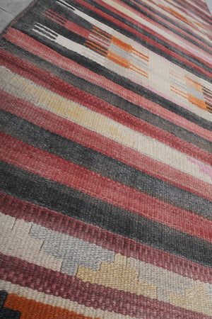 Vintage Turkish Kilim Runner 2'4'' x 22'4''