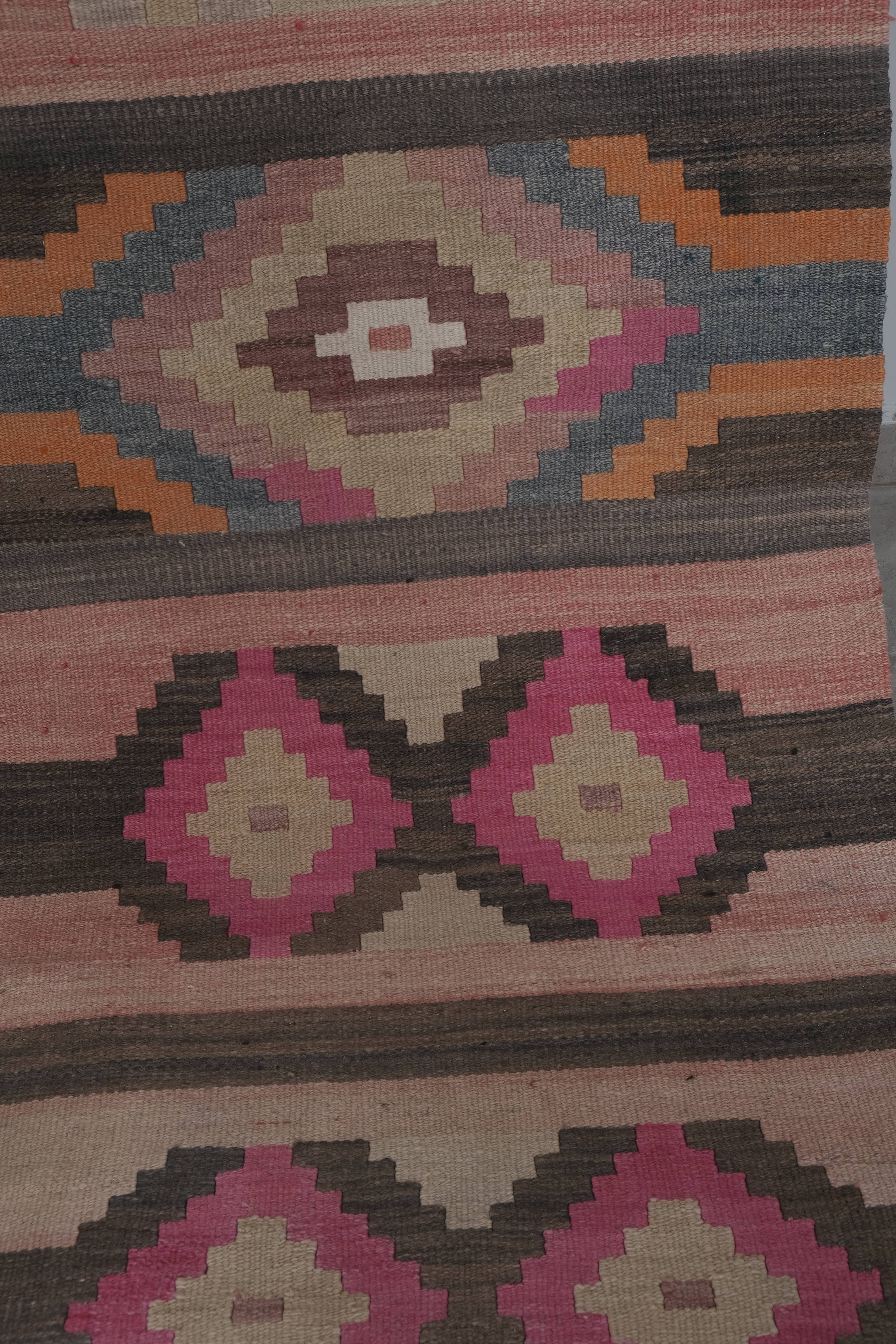 Vintage Turkish Kilim Runner 2'7'' x 21'