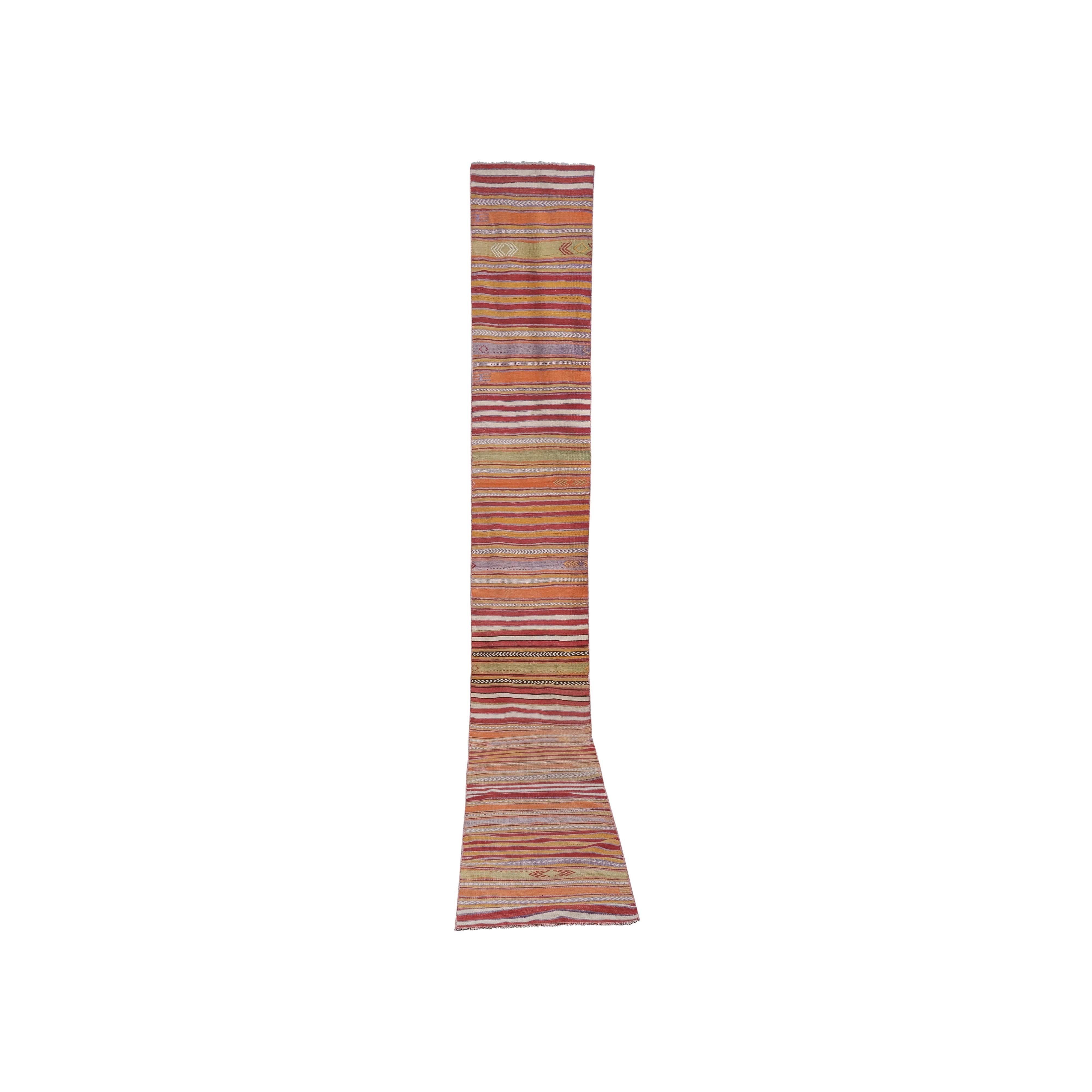 Vintage Turkish Kilim Runner 2'2'' x 17'2''