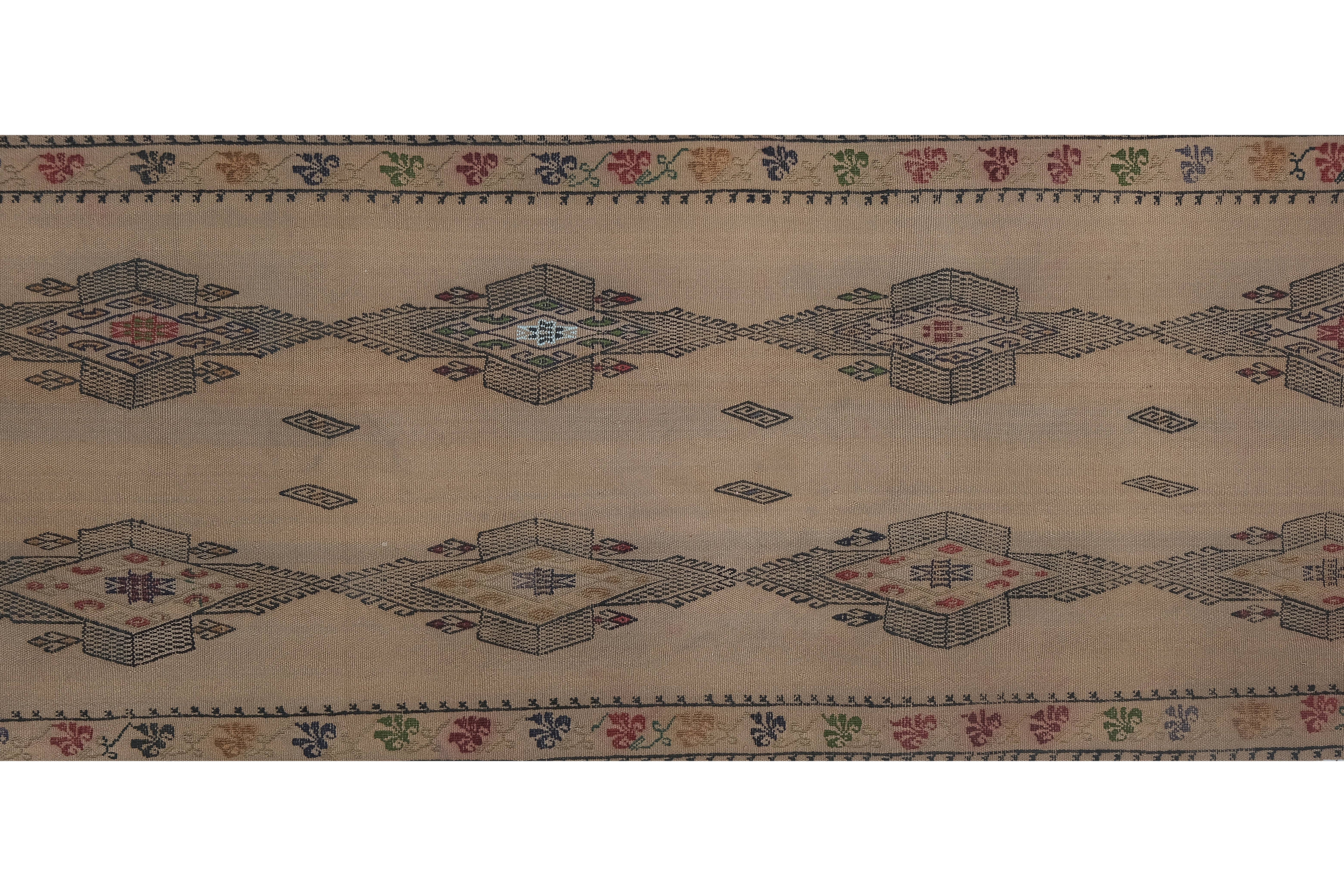 Vintage Turkish Kilim Runner 2'7'' x 13'4''