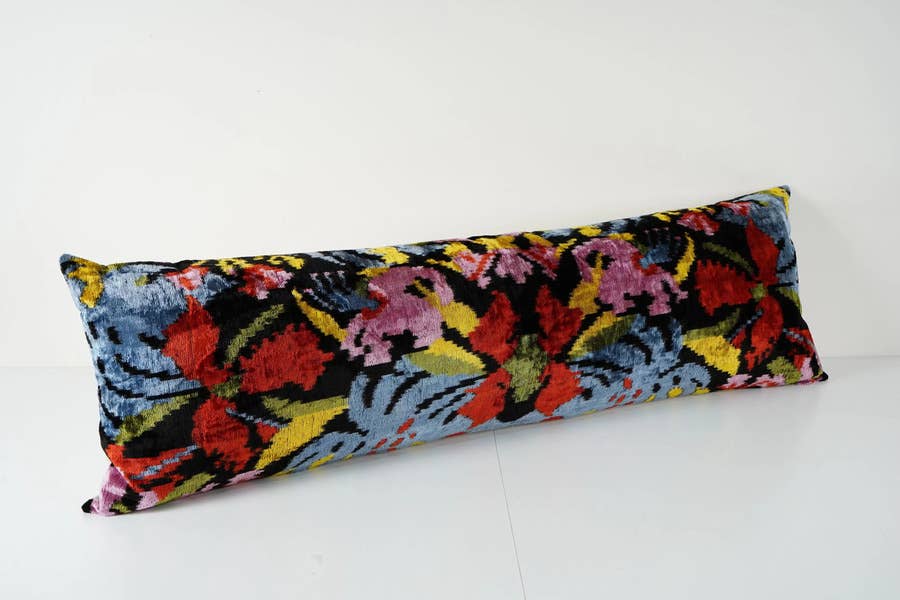 Silk Ikat Velvet Pillow Cover | 16'' x 47''