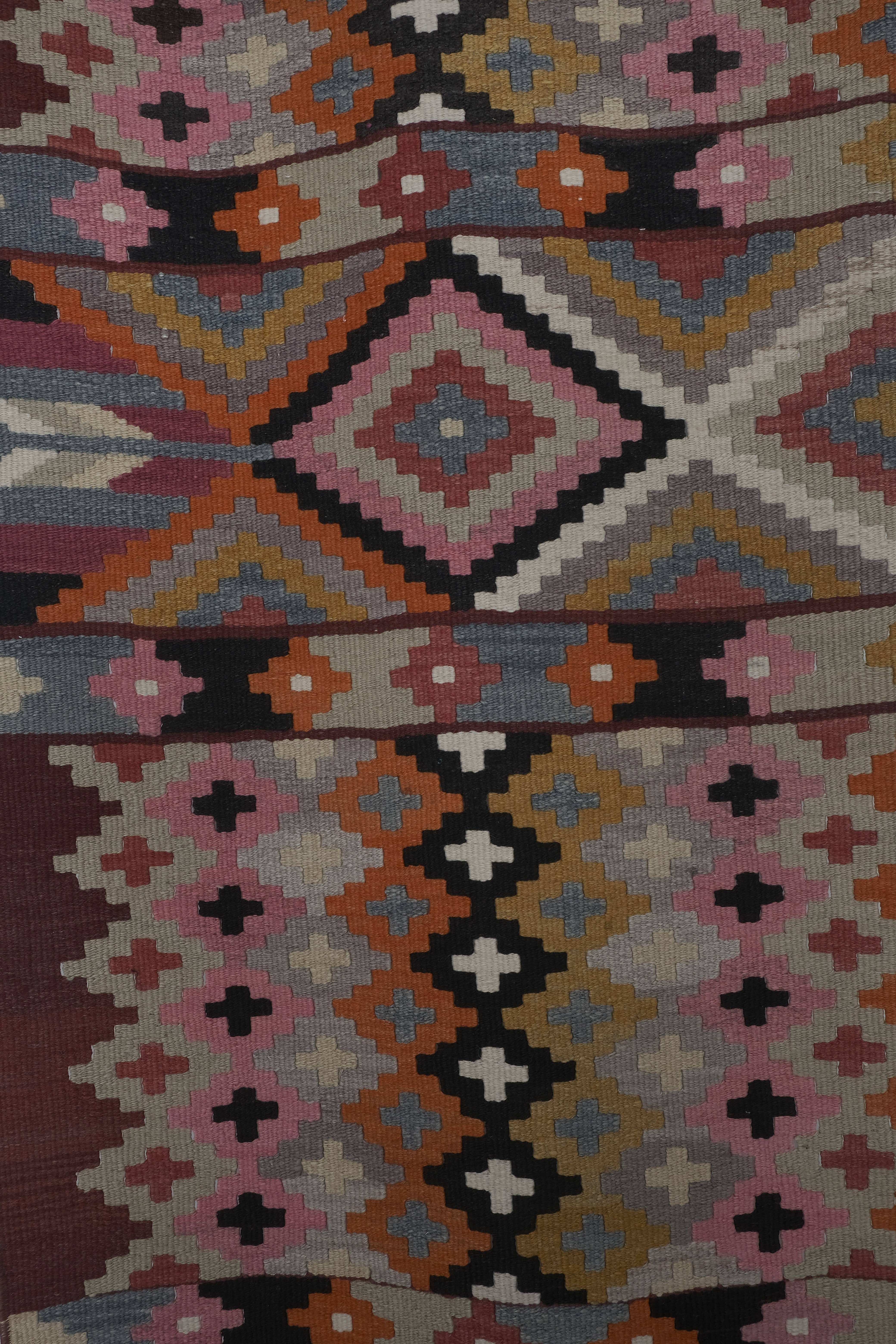 Vintage Turkish Kilim Runner 2'6'' x 14'7''
