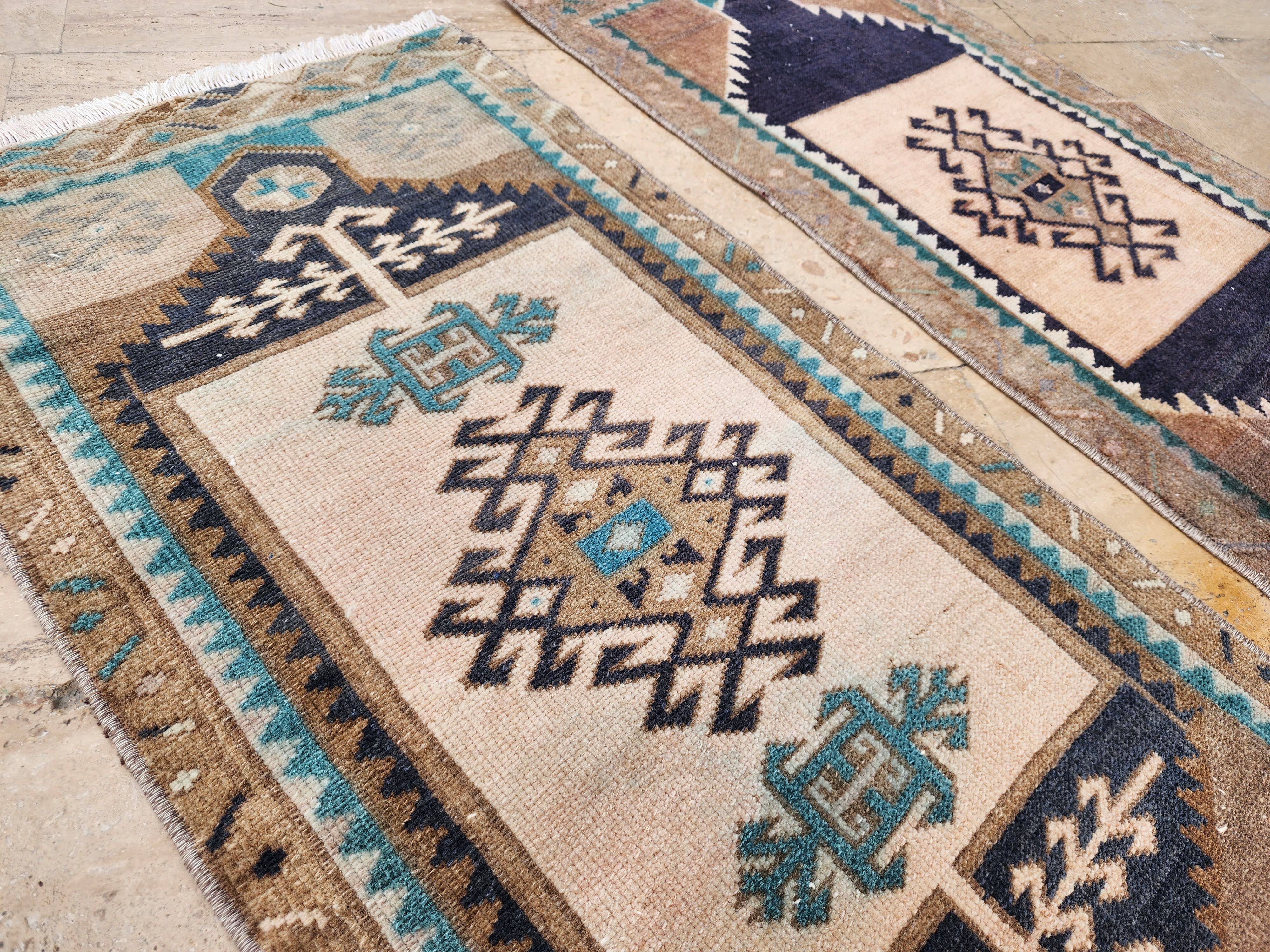 Vintage Turkish Yastik Rugs Set of 2 | 20'' x 38''