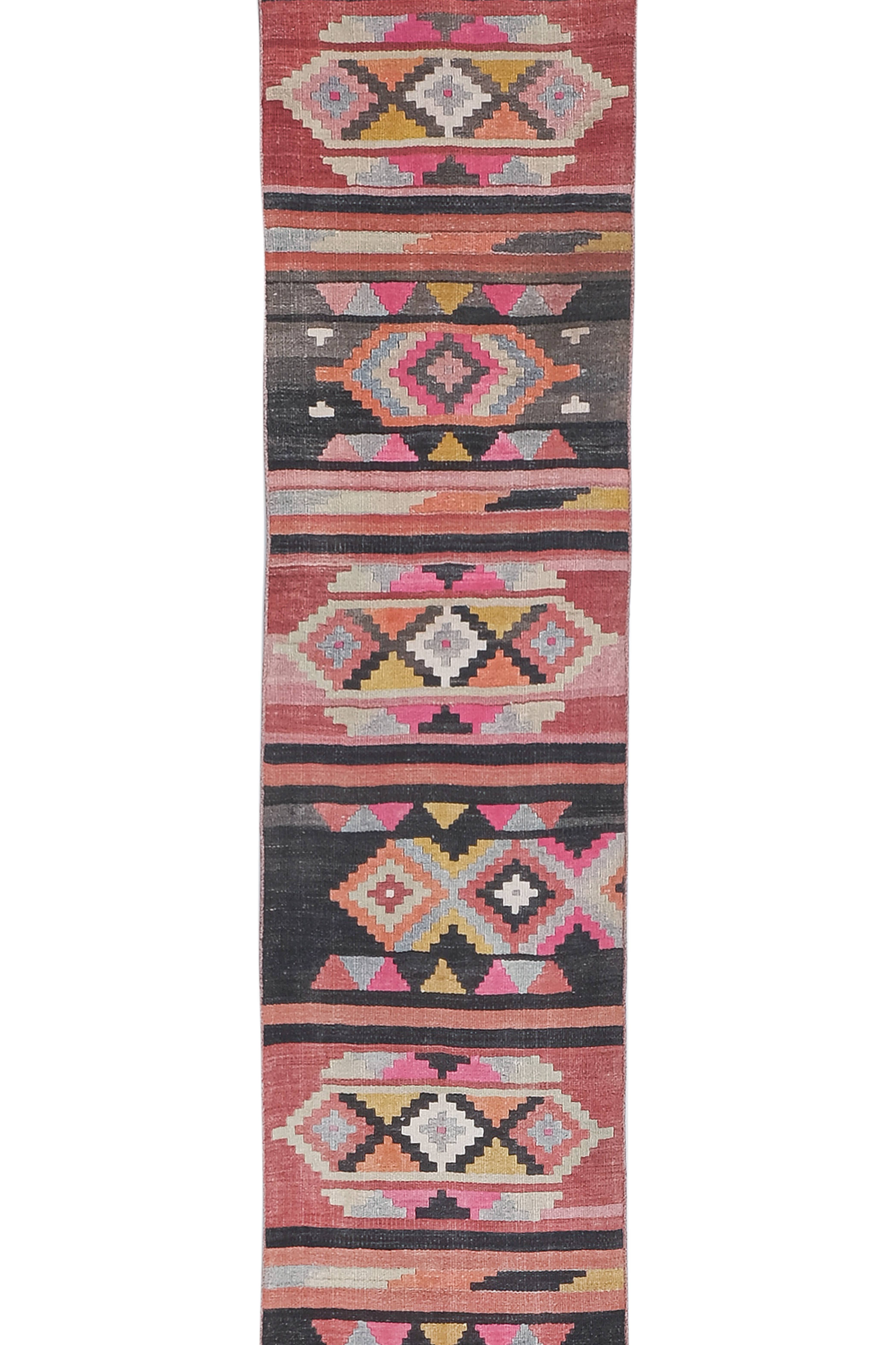 Vintage Turkish Kilim Runner 2'4'' x 22'11''