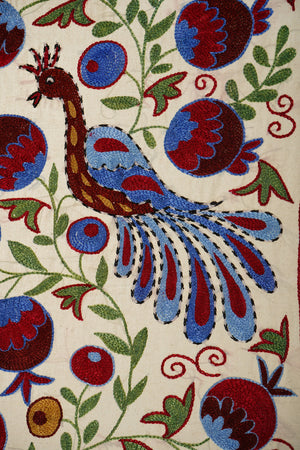 Peacock Suzani Wall Hanging & Tablecloth | 20'' x 36''