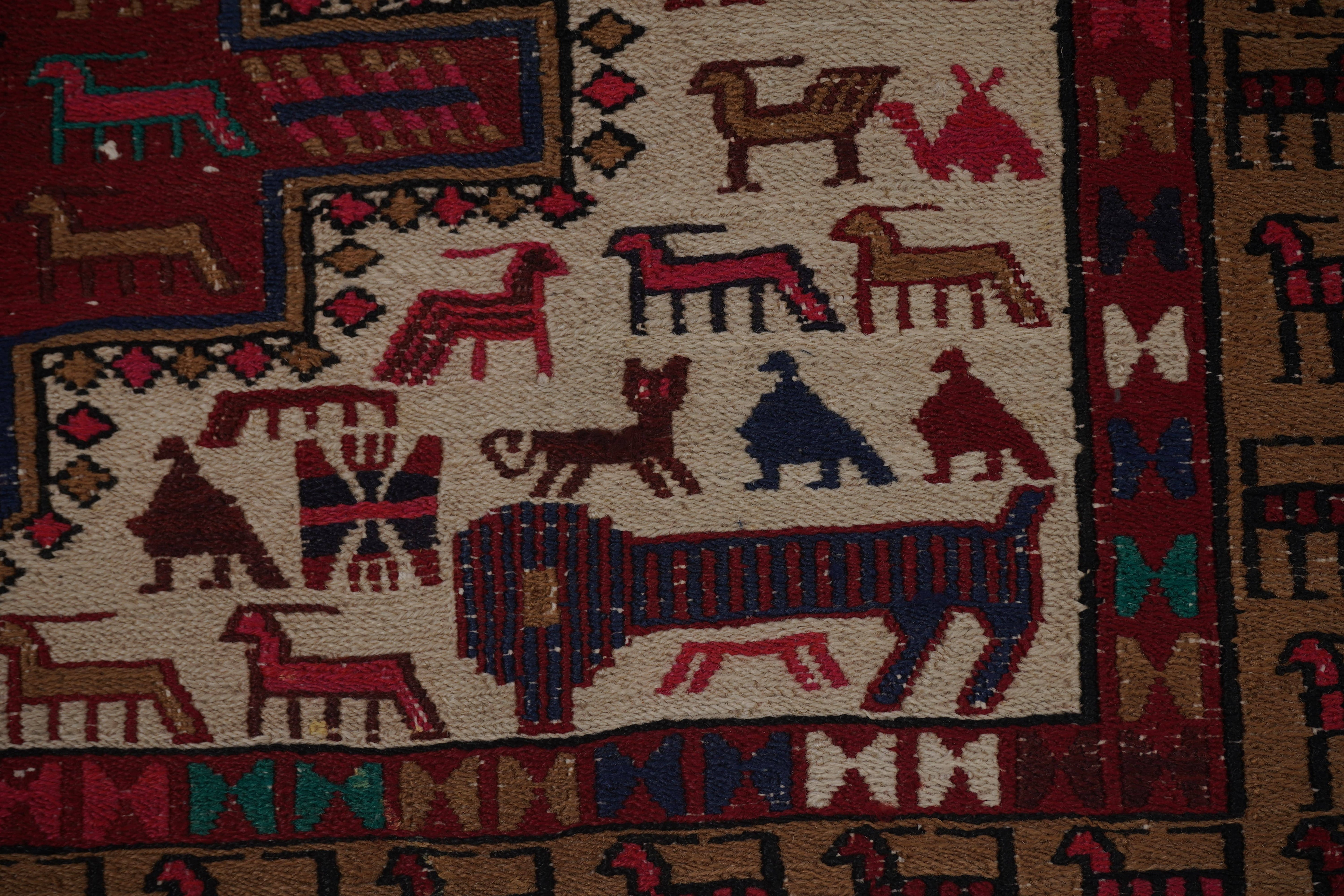 Vintage Soumac Kilim Rug 3'5'' x 4'7''