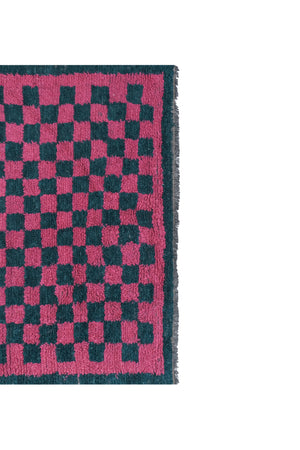 Vintage Checkered Turkish Tulu Rug 4'9'' x 6'3''