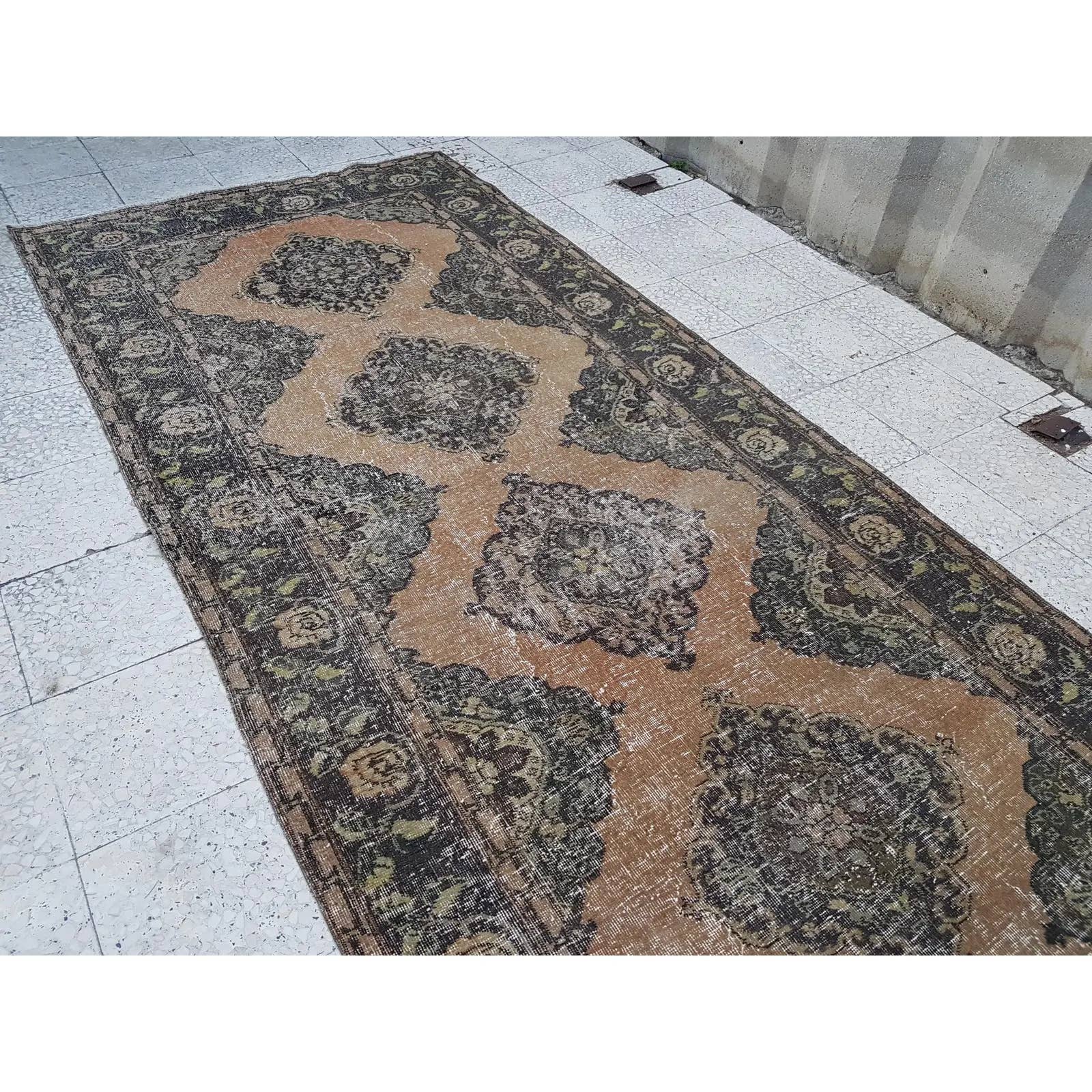 Vintage Turkish Anatolian Oushak Rug 4'7'' x 12'4''