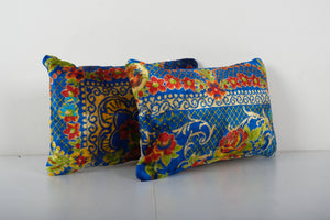 Silk Ikat Velvet Pillow Cover Set of 2 | 12'' x 19''