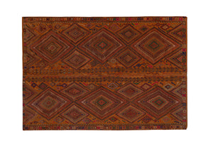 Vintage Turkish Karapinar Kilim Rug 5'5'' x 8'3''