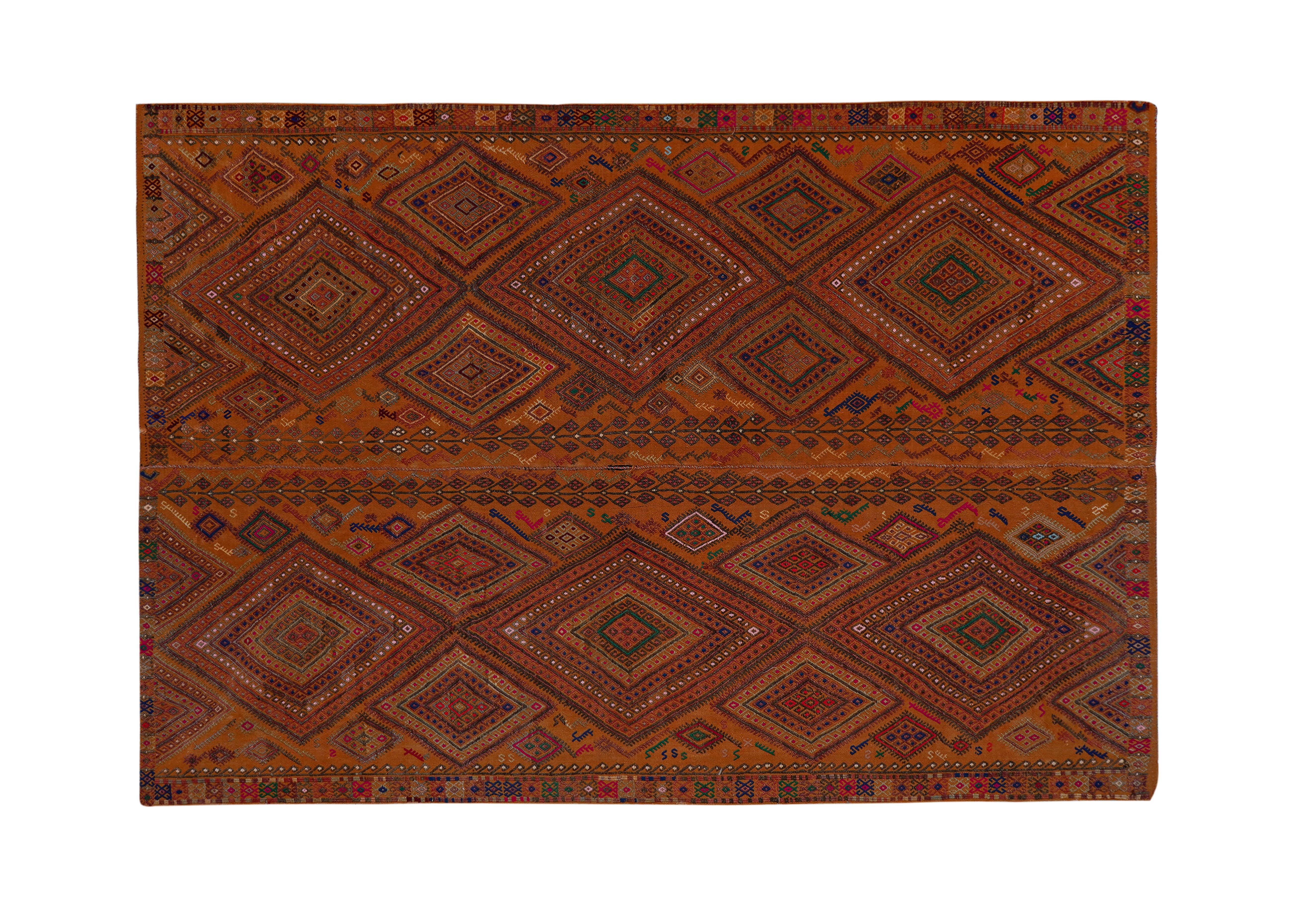Vintage Turkish Karapinar Kilim Rug 5'5'' x 8'3''