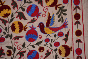 Bird Suzani Wall Hanging & Bedspread | 3'5'' x 6'1''