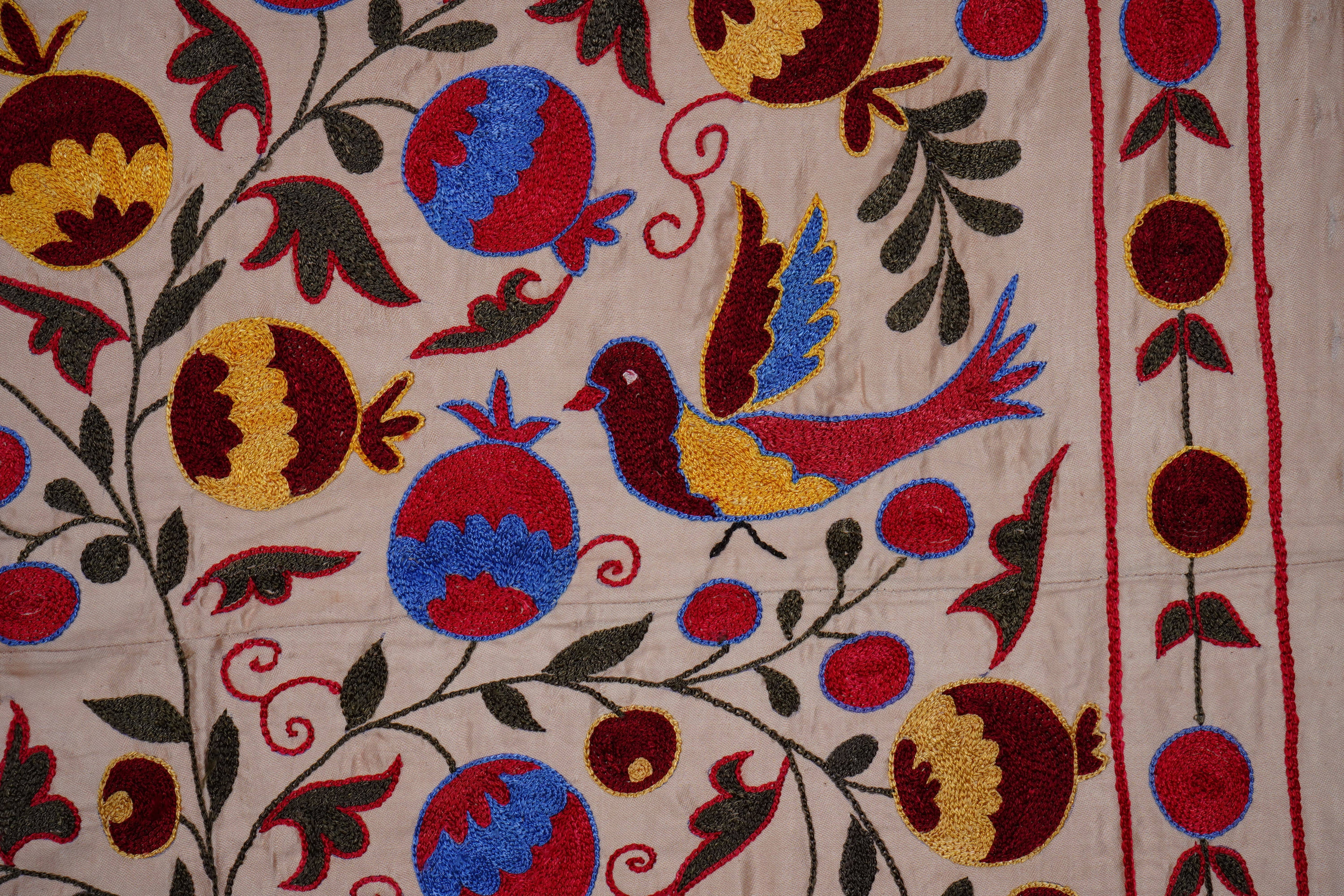 Bird Suzani Wall Hanging & Bedspread | 3'5'' x 6'1''